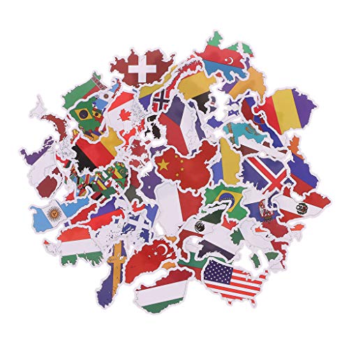 JAGENIE 50X Nationalflaggen Aufkleber Spielzeug Länder Karte Aufkleber DIY Scrapbooking Koffer von JAGENIE