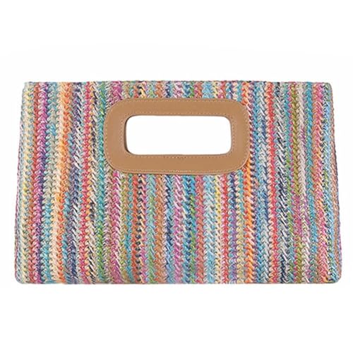 JAGHAWXL Clutch aus gewebtem Stroh mit Raffiabast for Damen, Crossbody-Handtasche for den Strand und den Abend – mehrere Farben, Kollektion Sommer 2025(Multicoloured) von JAGHAWXL