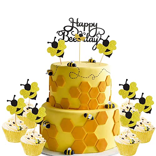JAHEMU Biene Tortendeko Happy Bee Day Cake Topper Geburtstag Kuchen Dekoration Bee Cupcake Topper für Kinder Baby Junge Geburtstag Party Dekoration 19 Stücke JAHEMU Biene Tortendeko Happy Bee Day Cake Topper Geburtstag Kuchen Dekoration Bee Cupcake Topper für Kinder Baby Junge Geburtstag Party Dekoration 19 Stücke von JAHEMU