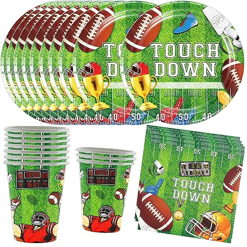 JAHEMU Fussball Partygeschirr Kindergeburtstags Geschirr American Football Pappteller Becher Servietten für Kindergeburtstage Dekorationen 10 Gäste JAHEMU Fussball Partygeschirr Kindergeburtstags Geschirr American Football Pappteller Becher Servietten für Kindergeburtstage Dekorationen 10 Gäste von JAHEMU