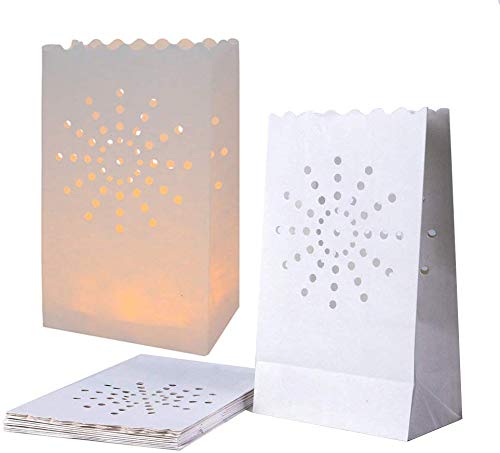 JAHEMU Lichttüten Papierlaternen Kerzentüten Kerze Taschen Weiß Candle Bags für Hochzeiten Geburtstage Weihnachten Dekorationen Sonnenförmiges Design 20 Stück JAHEMU Lichttüten Papierlaternen Kerzentüten Kerze Taschen Weiß Candle Bags für Hochzeiten Geburtstage Weihnachten Dekorationen Sonnenförmiges Design 20 Stück von JAHEMU