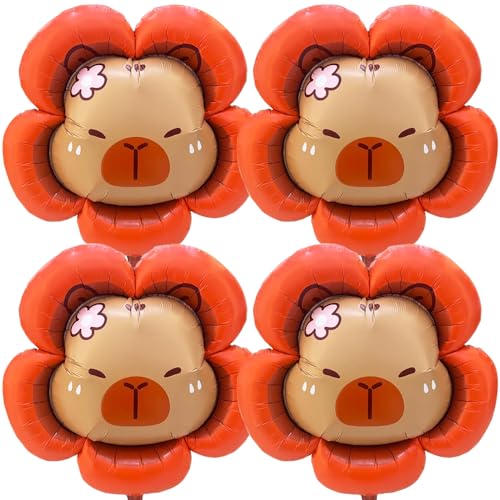 JAHEMU Luftballons Capybara Blume Folienballon Große Blumenballon Capybara Geburtstagsballons Baby Shower Kindergeburtstag Deko 4 Stück JAHEMU Luftballons Capybara Blume Folienballon Große Blumenballon Capybara Geburtstagsballons Baby Shower Kindergeburtstag Deko 4 Stück von JAHEMU