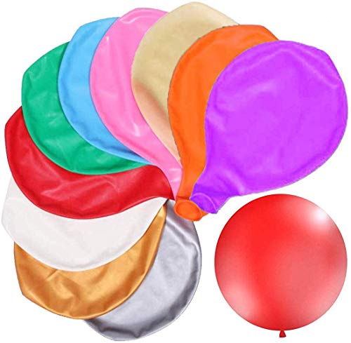 JAHEMU Luftballons Groß 36 Zoll Riesige Bunte Luftballons Helium Latex Ballons Weihnachten Hochzeit Geburtstagsfeier Dekoration 10 Farben von JAHEMU