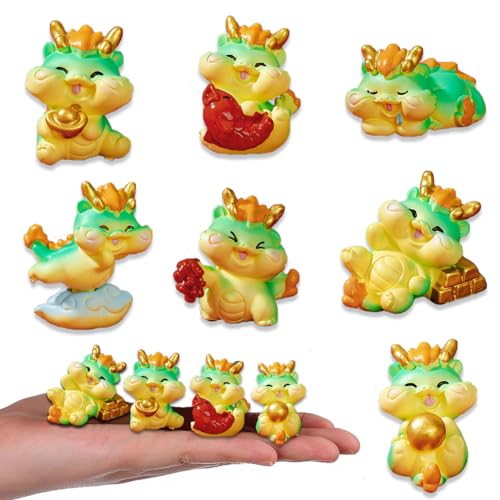 JAHEMU Mini Dragon Figuren Drachen Kuchen Deko Geschenke für Jungen Mädchen Kindergeburtstag 7 Stück von JAHEMU