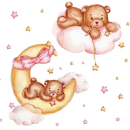 JAHEMU Wandtattoo Bär Wandsticker cartoon mit Sterne Mond Wandaufkleber Kinderzimmer Wohnzimmer Schlafzimmer Wanddekoration JAHEMU Wandtattoo Bär Wandsticker cartoon mit Sterne Mond Wandaufkleber Kinderzimmer Wohnzimmer Schlafzimmer Wanddekoration von JAHEMU
