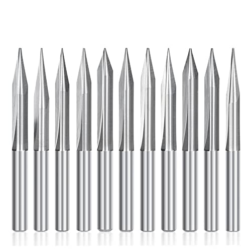 11 STÜCK 2 Flöte gerade Schaftfräser 4 mm Schaft V-Form Fräser Bestückt 0,3-0,6 mm CNC-Fräser Gravur Bit Schnitzwerkzeuge von JAINGU