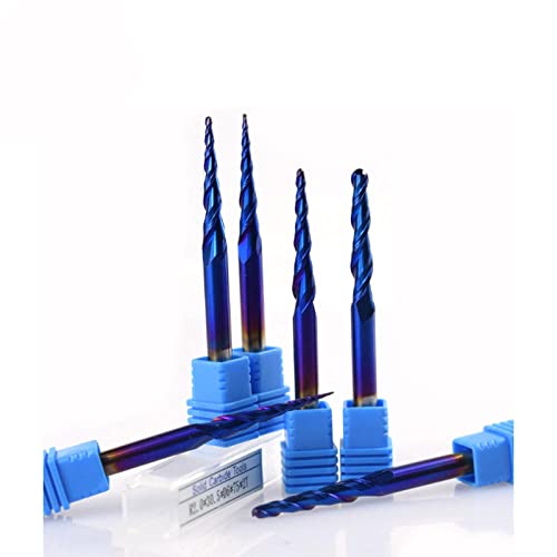 1pc Kugelkopf-konische Schaftfräser 1pc R0.25-2.0 Hartmetall-Wolfram-Fräser 2 Flöten Nano blau beschichtete CNC-Kegelfräser-R0.5x30.5xD6x75 von JAINGU