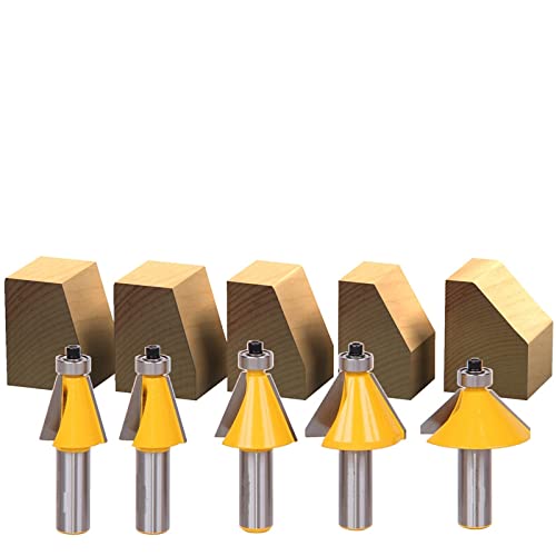 5 PC 1/2" Shank Chamfer Router Bit Set 11.25 Degree 15 Degree 22.5 Degree 30 Degree 45 Degree Cutter wood working von JAINGU