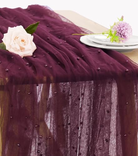 JALANCY Perlen-Tischläufer, 73,5 x 308,5 cm, Tüllstoff, Spitze, Tischläufer, Boho, rustikale Tischdecke für Brautparty, Geburtstag, Party, Hochzeit, Bogen, Gangschleier, Dessert, Tischdekoration (1 JALANCY Perlen-Tischläufer, 73,5 x 308,5 cm, Tüllstoff, Spitze, Tischläufer, Boho, rustikale Tischdecke für Brautparty, Geburtstag, Party, Hochzeit, Bogen, Gangschleier, Dessert, Tischdekoration (1 von JALANCY