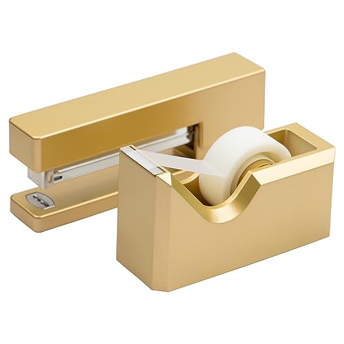JAM PAPER Büro & Schreibtischset - 1 Tacker & 1 Klebebandspender - Gold - 2/Packung von JAM Paper