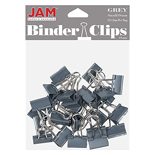 JAM PAPER Bunte Büroklammern - Klein - 19 mm - Graue Binder Clips - 25/Packung von JAM Paper