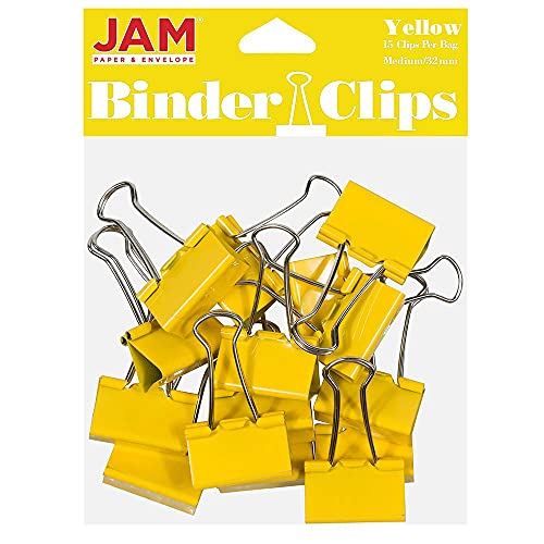 JAM PAPER Bunte Büroklammern - Mittel - 32 mm - Gelbe Binder Clips - 15/Packung von JAM Paper