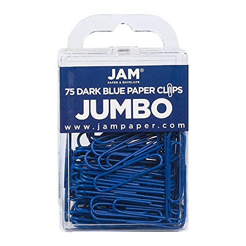 JAM PAPER Farbige Jumbo Büroklammern - Groß 50,8 mm - DunkelBlaue Büroklammern - 75/Packung von JAM Paper