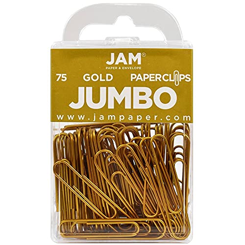 JAM PAPER Farbige Jumbo Büroklammern - Groß 50,8 mm - Goldene Büroklammern - 75/Packung von JAM Paper