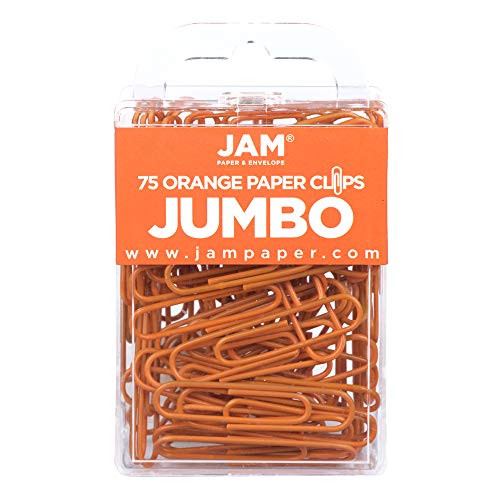 JAM PAPER Farbige Jumbo Büroklammern - Groß 50,8 mm - Orange Büroklammern - 75/Packung von JAM Paper