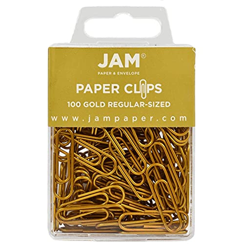JAM PAPER Farbige Standard Büroklammern - Klein 25,4 mm - Goldene Büroklammern - 100/Packung von JAM Paper