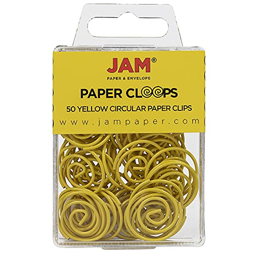 JAM PAPER Kreisförmige Büroklammern - Runde Büroklammern - Gelb - 50/Packung von JAM Paper