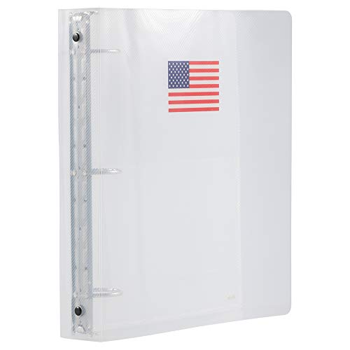 JAM PAPER Ringbuch aus Kunststoff, 3,8 cm, amerikanische Flagge, transparent, 3 Ringe von JAM Paper