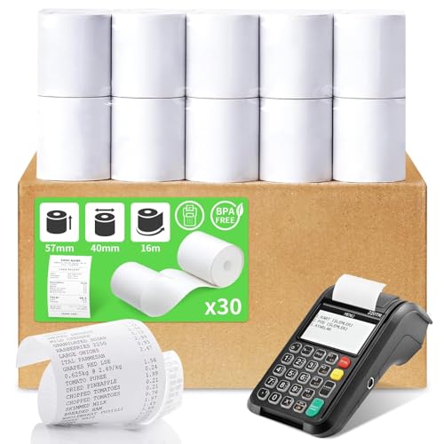 30 Rollen Thermorollen 57mm x 16m x 40mm, JAMATA Kassenrollen-Thermische Papierrollen für Bankomat und Kredit-Kartenlesegeräte,BPA Frei 30 Rollen Thermorollen 57mm x 16m x 40mm, JAMATA Kassenrollen-Thermische Papierrollen für Bankomat und Kredit-Kartenlesegeräte,BPA Frei von JAMATA