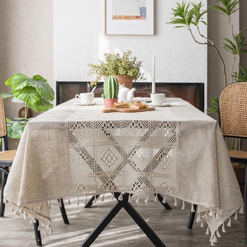JANGYUHH Tischdecke Abwaschbar Boho Beige Retro Mit Quasten Outdoor Hanf Tischdecken 100x140 cm Tisch Deko Tischwäsche Dauerhaft Kratzfest für Wohnzimmer, Esszimmer, Garten JANGYUHH Tischdecke Abwaschbar Boho Beige Retro Mit Quasten Outdoor Hanf Tischdecken 100x140 cm Tisch Deko Tischwäsche Dauerhaft Kratzfest für Wohnzimmer, Esszimmer, Garten von JANGYUHH