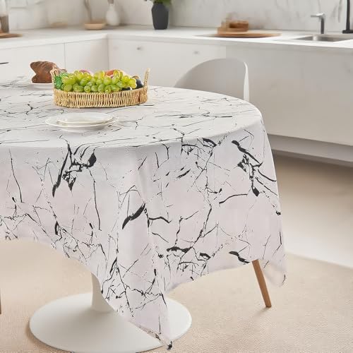 JANGYUHH Tischdecke Abwaschbar Grau Marmor Outdoor Modern Tischdecken 90x90 cm Leinen-Optik Tisch Deko Fleckschutz Tischwäsche Dauerhaft Kratzfest für Wohnzimmer, Esszimmer, Balkon, Garten von JANGYUHH