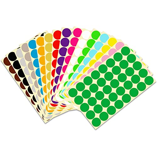JANYUN 240 Stück 25mm Runde Punktaufkleber 16 Farben Bunte Selbstklebende Klebepunkte Aufkleber Kleine Farbkodierung Etiketten Markierungspunkte zum Beschriften (25mm) von JANYUN