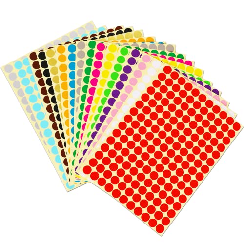 JANYUN 2640 Stück 10mm Runde Punktaufkleber 16 Farben Bunte Selbstklebende Klebepunkte Aufkleber Kleine Farbkodierung Etiketten Markierungspunkte zum Beschriften (10mm) von JANYUN