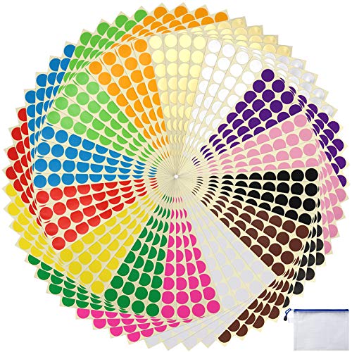 Runde Punktaufkleber,JANYUN 3920 Stück 17mm Bunte Selbstklebende Klebepunkte Aufkleber 14 Farben Kleine Farbkodierung Etiketten Markierungspunkte zum Beschriften von JANYUN