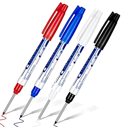 JANZU 4 Stück Series Tiefenmarker, Nasenmarker, lang, tiefes Loch, wasserdicht, 30 mm, Permanentmarker, Reichweite, 4 Farben von JANZU