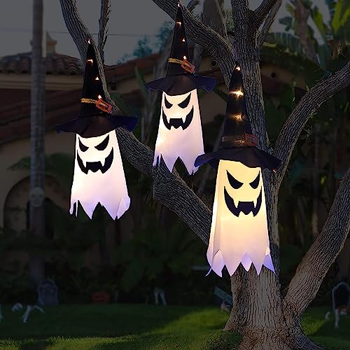 Halloween Deko Geisterhexe Hut Outdoor Kinder Garten Accessoires Gruselig Set Fensterbilder Spiele Mitgebsel Geschenke Haloween Zubehör Party Decorations Aussen Banner Kindergeburtstag Spielzeug von JAODFK