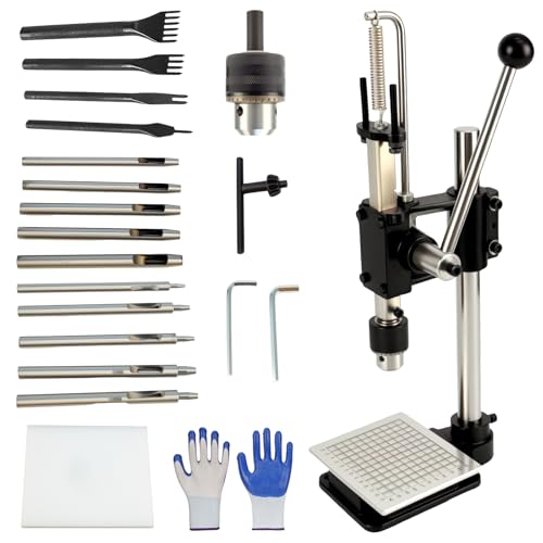 Leder Locher Werkzeug Lochmaschine, Leder Präge und Stanzmaschine, DIY Maschine Zum Lochen von Leder, Für DIY Handwerk, PP-Aluminiumplatte, Kompatibel mit Locheisen, Stitching Meißel, Prägen Stempel von JAOGAUS