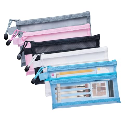 JAONLD 5 Stücke Dokumententasche Reißverschluss A6,Zipper Beutel Netz,Beutel mit Reißverschluss für Dokumente,Papier,Kosmetik,Hausaufgaben und Reisezubehör(5 Farben) von JAONLD