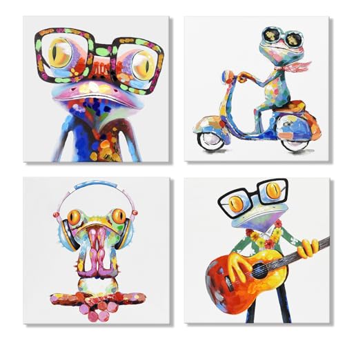 Leinwandbild, Frosch, Motiv: Frosch mit Brille, Motiv: Frosch, Gemälde, Poster, Wanddekoration, bunt, lustige Tier-Wandkunst für Kinderzimmer, Schlafzimmer, Badezimmer, moderne Wohnkultur, 30,5 x 30,5 Leinwandbild, Frosch, Motiv: Frosch mit Brille, Motiv: Frosch, Gemälde, Poster, Wanddekoration, bunt, lustige Tier-Wandkunst für Kinderzimmer, Schlafzimmer, Badezimmer, moderne Wohnkultur, 30,5 x 30,5 von JAPO ART