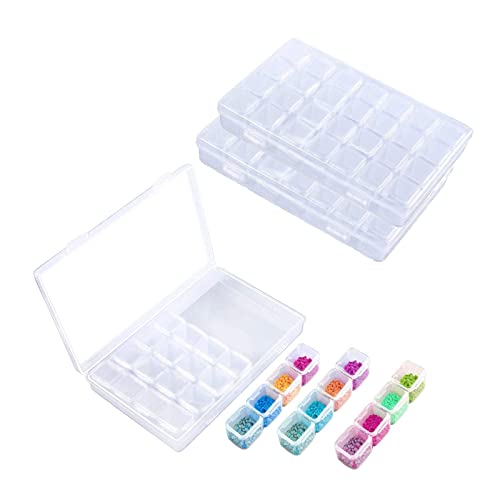 Diamond Painting Zubehör Boxen, 2 Pack 28 Grids Diamond Painting Aufbewahrungsbox Embroidery Beads Boxes Organizer for Jewelry Earrings Container von JARAGAR