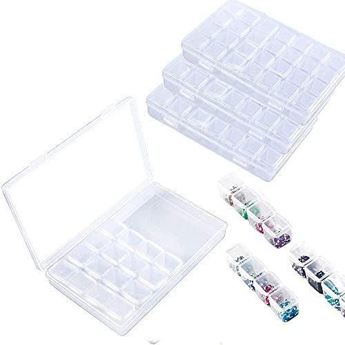 Diamond Painting Zubehör Boxen, 3 Pack 28 Grids Diamond Painting Aufbewahrungsbox Embroidery Beads Boxes Organizer for Jewelry Earrings Container von JARAGAR