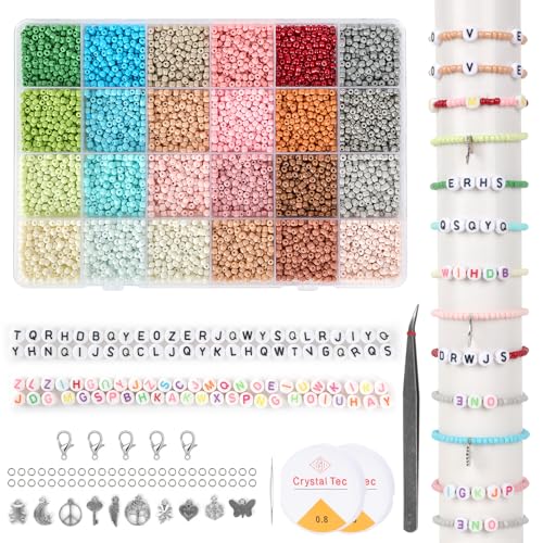 JASTOO 3mm Armband Perlen, 24-Farbe Makaron Mattglas Gewinde, Für Kreative Geschenk Armband Herstellung, Mit 100 Buchstaben Und Anhänger Set, Für DIY, Kinder, Weihnachten, Geburtstag, Belohnung JASTOO 3mm Armband Perlen, 24-Farbe Makaron Mattglas Gewinde, Für Kreative Geschenk Armband Herstellung, Mit 100 Buchstaben Und Anhänger Set, Für DIY, Kinder, Weihnachten, Geburtstag, Belohnung von JASTOO