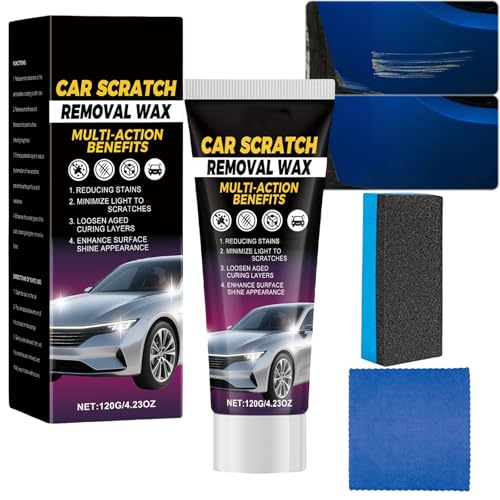 Auto-Kratzer-Entferner für flache & tiefe Kratzer, Kratzer-Entfernungs-Wachs & Polier-Kit mit Schwamm, Auto-Lack-Kratzer-Reparatur, Wirbelentferner, Kratzer-Radiergummi, Lackrestaurator (1PCS) von JASUBAI