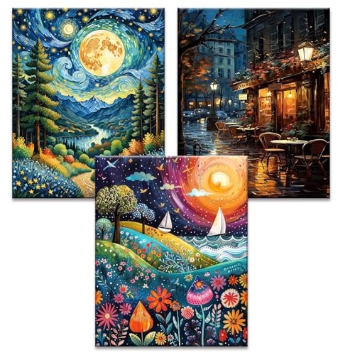 JATOK 3 Pack Malen Nach Zahlen Erwachsene -40x50cm, 3x farbige Ölgemälde-Set inkl. Acrylfarben & Pinsel - Einfache DIY Leinwand Bilder für Home Decor, Ohne Rahmen JATOK 3 Pack Malen Nach Zahlen Erwachsene -40x50cm, 3x farbige Ölgemälde-Set inkl. Acrylfarben & Pinsel - Einfache DIY Leinwand Bilder für Home Decor, Ohne Rahmen von JATOK