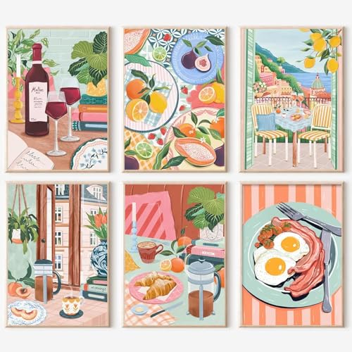 JATOK 6 Pack Malen Nach Zahlen Erwachsene, Paint by Numbers Malen Nach Zahlen, DIY Esstisch mit Pinseln und Acrylfarben Handgemalt Ölgemälde Leinwand für Home Decor, Ohne Rahmen 25x35CM von JATOK