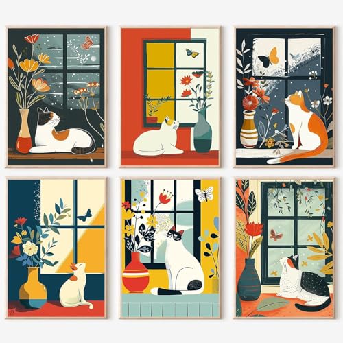 JATOK 6 Stück Malen Nach Zahlen Erwachsene, DIY KatzenGemälde für Anfänger, Handgemalt Ölgemälde Leinwand Kunst für Home Décor, Kreatives Geschenk für Stressabbau, Ohne Rahmen 25x35cm JATOK 6 Stück Malen Nach Zahlen Erwachsene, DIY KatzenGemälde für Anfänger, Handgemalt Ölgemälde Leinwand Kunst für Home Décor, Kreatives Geschenk für Stressabbau, Ohne Rahmen 25x35cm von JATOK