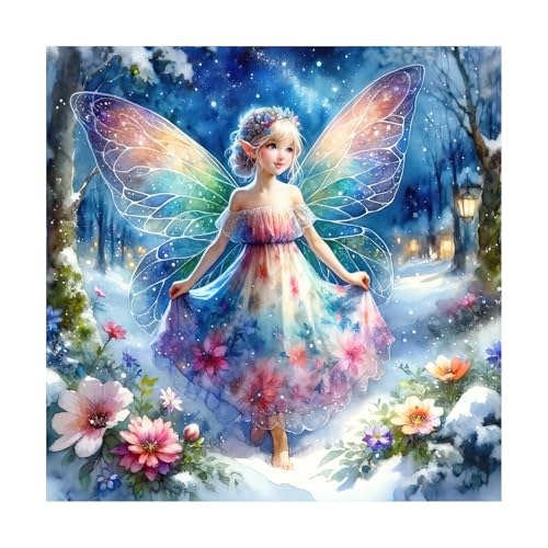 JATOK Diamond Painting Erwachsene, Fee Elf 5D DIY Diamant Painting Bilder Erwachsene, Diamond Art DIY Diamant Kunst Malerei Stickerei Kreuzstich Bilder Home Wand Dekor, 40x40 CM von JATOK