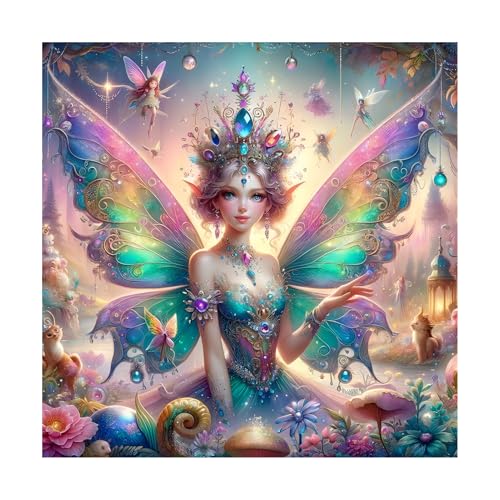 JATOK Diamond Painting Erwachsene, Fee Elf 5D DIY Diamant Painting Bilder Erwachsene, Diamond Art DIY Diamant Kunst Malerei Stickerei Kreuzstich Bilder Home Wand Dekor, 40x40 CM von JATOK