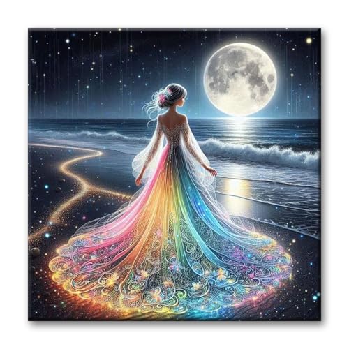 JATOK Diamond Painting Erwachsene, Fee Elf 5D DIY Diamant Painting Bilder Erwachsene, Diamond Art DIY Diamant Kunst Malerei Stickerei Kreuzstich Bilder Home Wand Dekor, 40x40 CM von JATOK