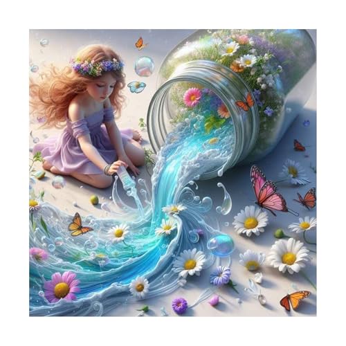 JATOK Diamond Painting Erwachsene, Fee Elf 5D DIY Diamant Painting Bilder Erwachsene, Diamond Art DIY Diamant Kunst Malerei Stickerei Kreuzstich Bilder Home Wand Dekor, 40x40 CM von JATOK