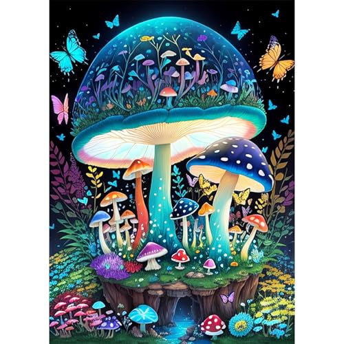 JATOK Diamond Painting Erwachsene, Pilz 5D DIY Diamant Painting Bilder Erwachsene, Diamond Art DIY Diamant Kunst Malerei Stickerei Kreuzstich Bilder Home Wand Dekor, 25X35CM von JATOK