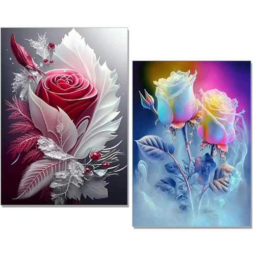 JATOK 2 Stück Diamond Painting Erwachsene, Rose 2er Set 5D DIY Diamant Painting Bilder Erwachsene, Diamond Art Full DIY Diamant Kunst Malerei Stickerei Kreuzstich Bilder Home Wand Dekor, 30X40CM JATOK 2 Stück Diamond Painting Erwachsene, Rose 2er Set 5D DIY Diamant Painting Bilder Erwachsene, Diamond Art Full DIY Diamant Kunst Malerei Stickerei Kreuzstich Bilder Home Wand Dekor, 30X40CM von JATOK