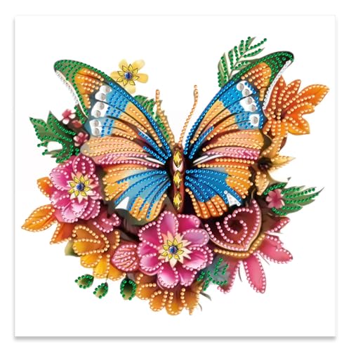 JATOK Diamond Painting Erwachsene, Schmetterling 5D DIY Diamant Painting Bilder Erwachsene, Diamond Art DIY Diamant Kunst Malerei Stickerei Kreuzstich Bilder Home Wand Dekor, 25x25cm von JATOK