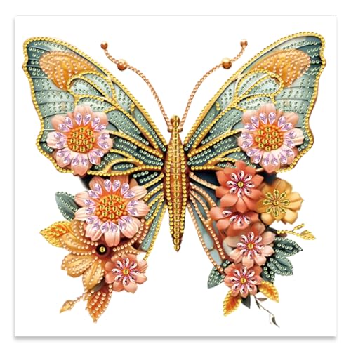 JATOK Diamond Painting Erwachsene, Schmetterling 5D DIY Diamant Painting Bilder Erwachsene, Diamond Art DIY Diamant Kunst Malerei Stickerei Kreuzstich Bilder Home Wand Dekor, 25x25cm von JATOK