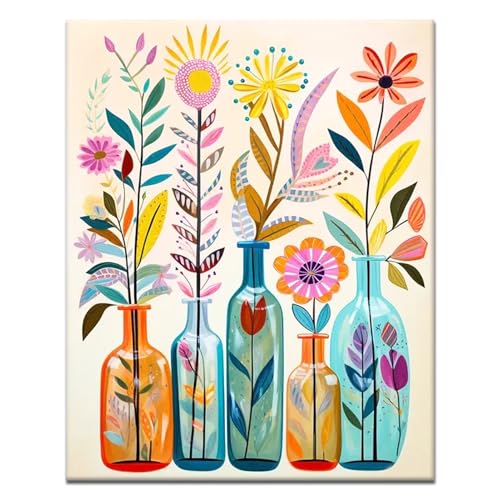 JATOK Malen Nach Zahlen Erwachsene, Paint by Numbers Malen Nach Zahlen, DIY Blume mit Pinseln und Acrylfarben Handgemalt Ölgemälde Leinwand für Home Decor, Ohne Rahmen (40x50cm) von JATOK