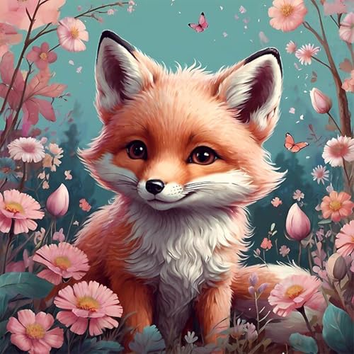 JATOK Malen Nach Zahlen Erwachsene, Paint by Numbers Malen Nach Zahlen, DIY Fuchs mit Pinseln und Acrylfarben Handgemalt Ölgemälde Leinwand für Home Decor, Ohne Rahmen (30x30cm/12x12in) von JATOK